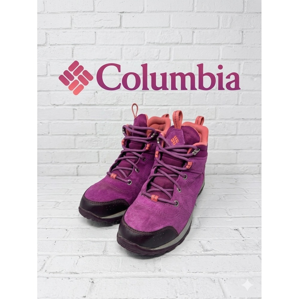 Columbia Redmond 🩷Mid Waterproof Hiking Boots Purple Pink trail shoe Womens 6.5